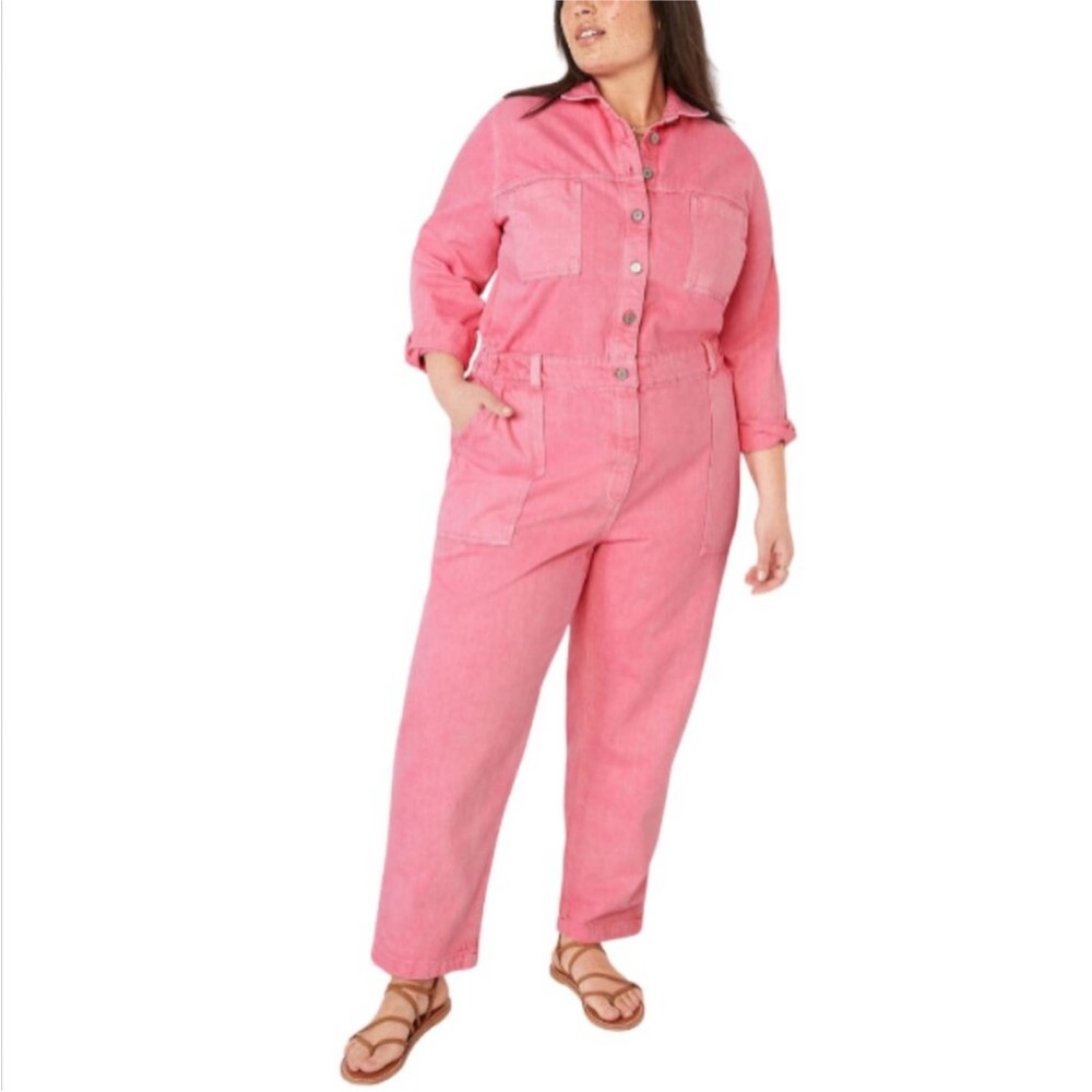 Old Navy Pink Button-Up Jumpsuit